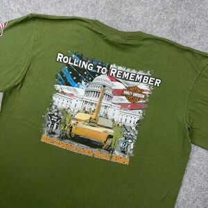 Harley Davidson Shirt Mens 2XL Green Rolling to Remember Graphic Cotton Tee